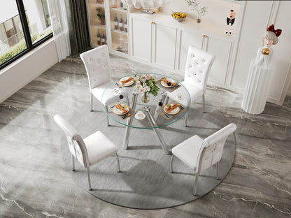 35-Inch Tempered Glass Dining Table with Sturdy Metal Legs image 10
