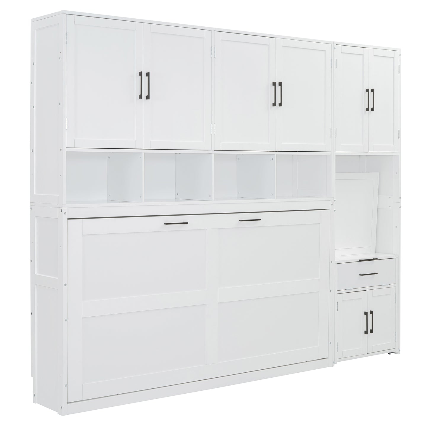 Twin Size Murphy Bed Wall Bed with Closet, Drawers & Desk-White(OLD SKU:LP000595AAK-2) image 6