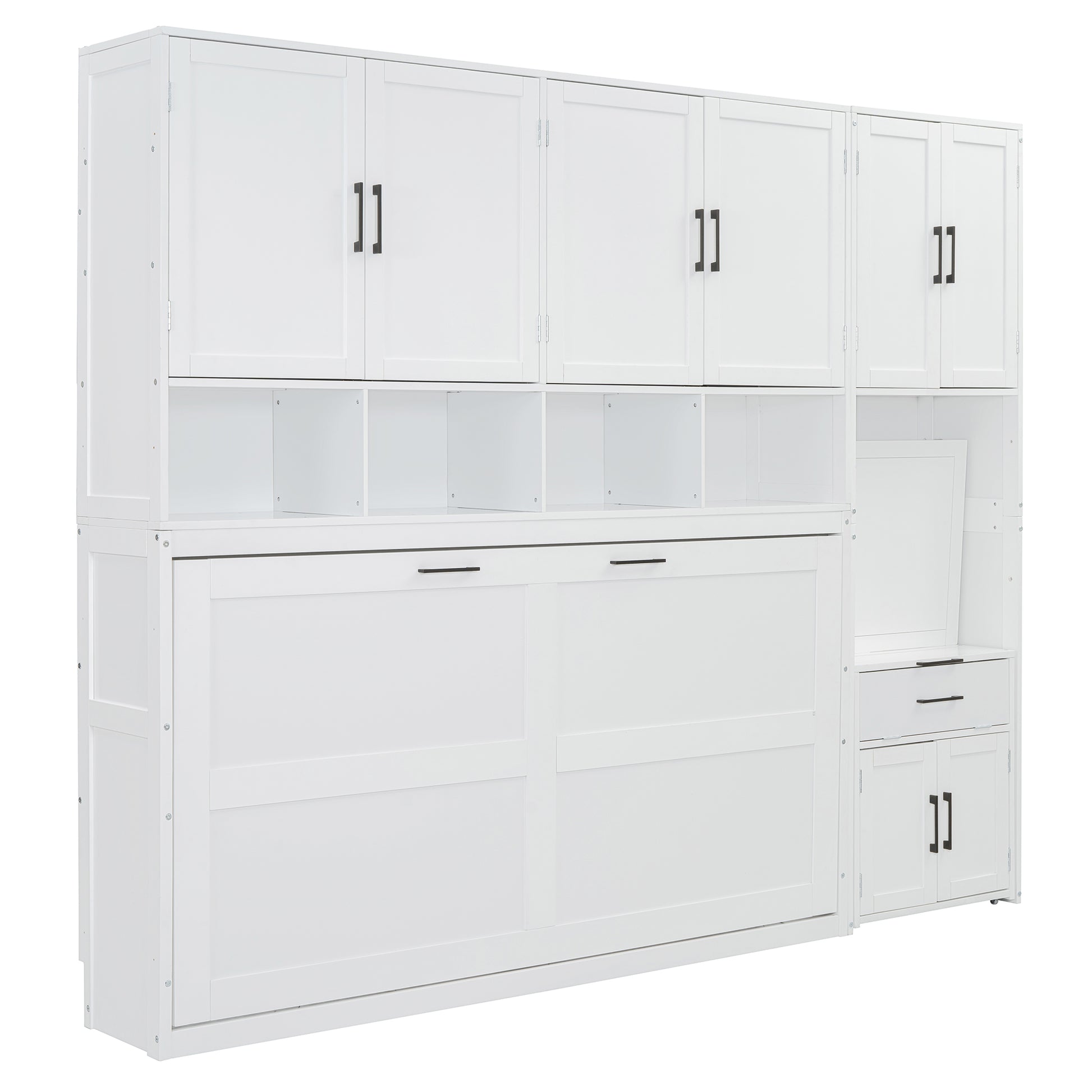 Twin Size Murphy Bed Wall Bed with Closet, Drawers & Desk-White(OLD SKU:LP000595AAK-2) image 6