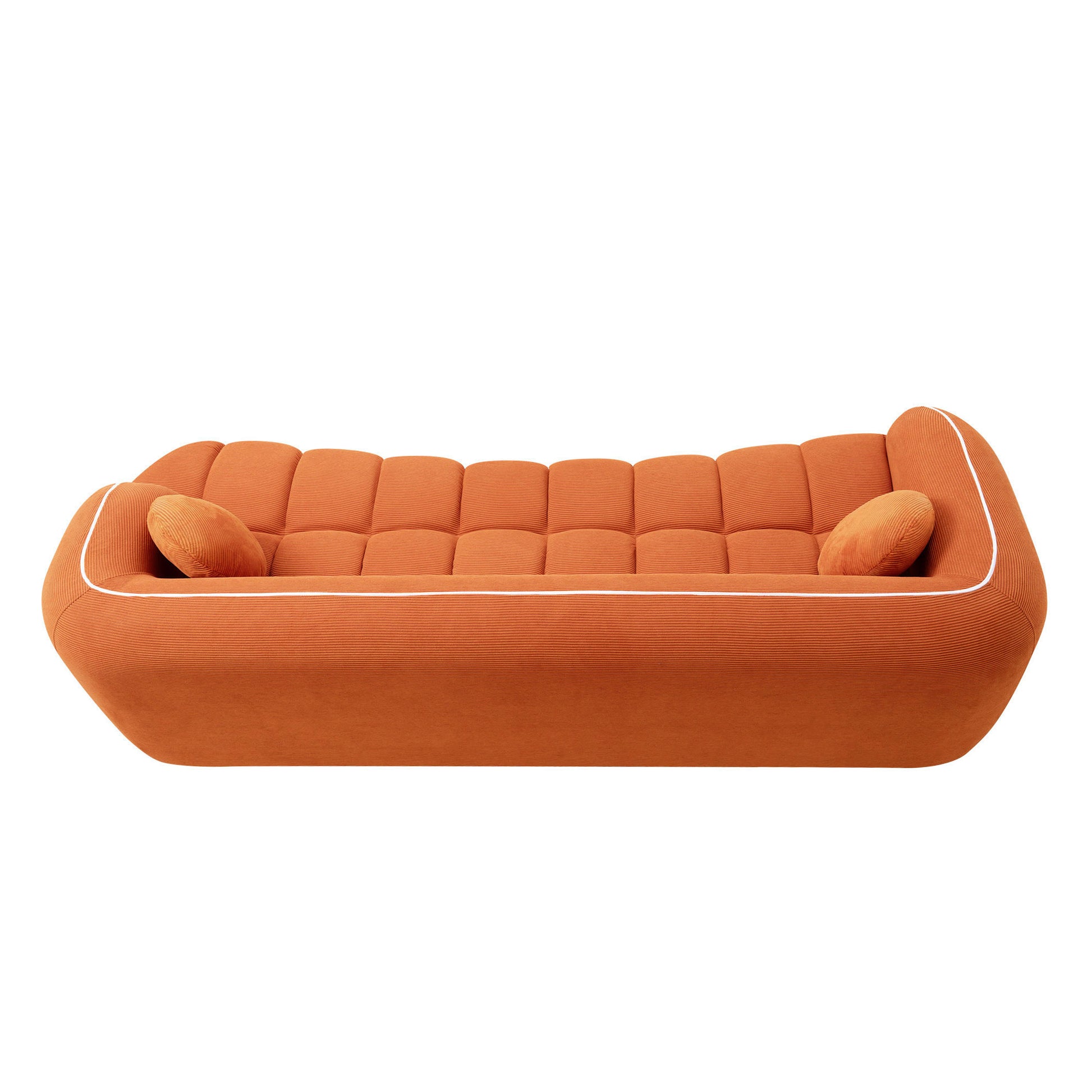 98.4" Modern Compressed Sofa, Cloud Couch 3-Seater Corduroy Sofa, No Assembly Required, Bubble Channel Tufted Couch with 2 Pillows, Comfy Deep Seat for Living Room, Apartment, Office image 12