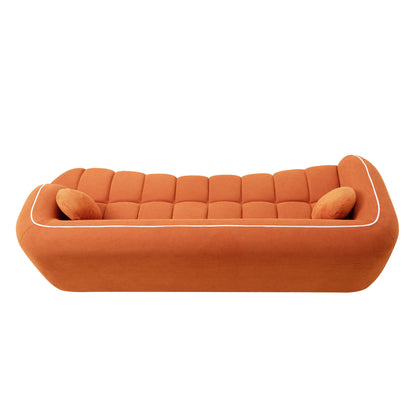 98.4" Modern Compressed Sofa, Cloud Couch 3-Seater Corduroy Sofa, No Assembly Required, Bubble Channel Tufted Couch with 2 Pillows, Comfy Deep Seat for Living Room, Apartment, Office image 12