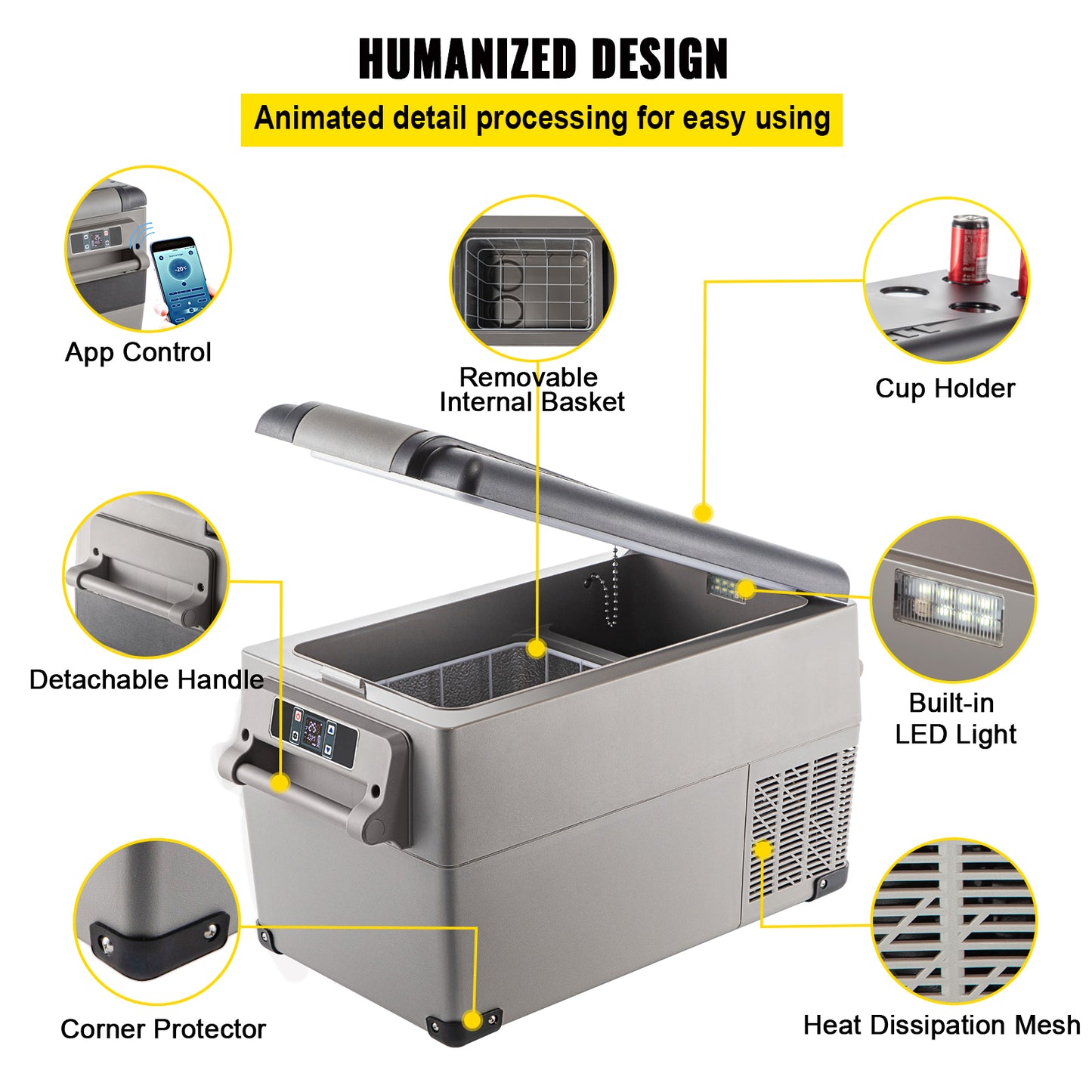 Portable Refrigerator 37 Quart(35 Liter),12 Volt Refrigerator App Control(-4℉~68℉), Car Refrigerator Dual Zone with 12/24v DC & 110-240v AC for Camping, Travel, Fishing, Outdoor or Home Use image 8