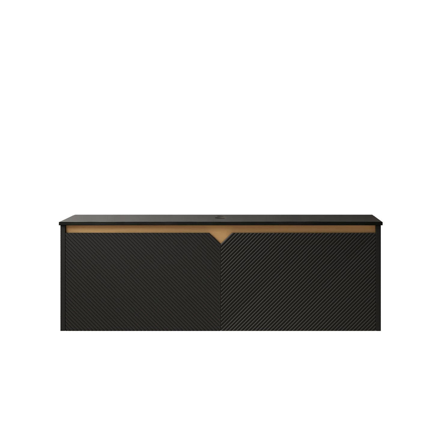 RUBEN 48" Wall-Mounted Black Plywood Cabinet and Black Sintered Stone Countertop, NO Basin, NO Faucet and Sink Cover image 1