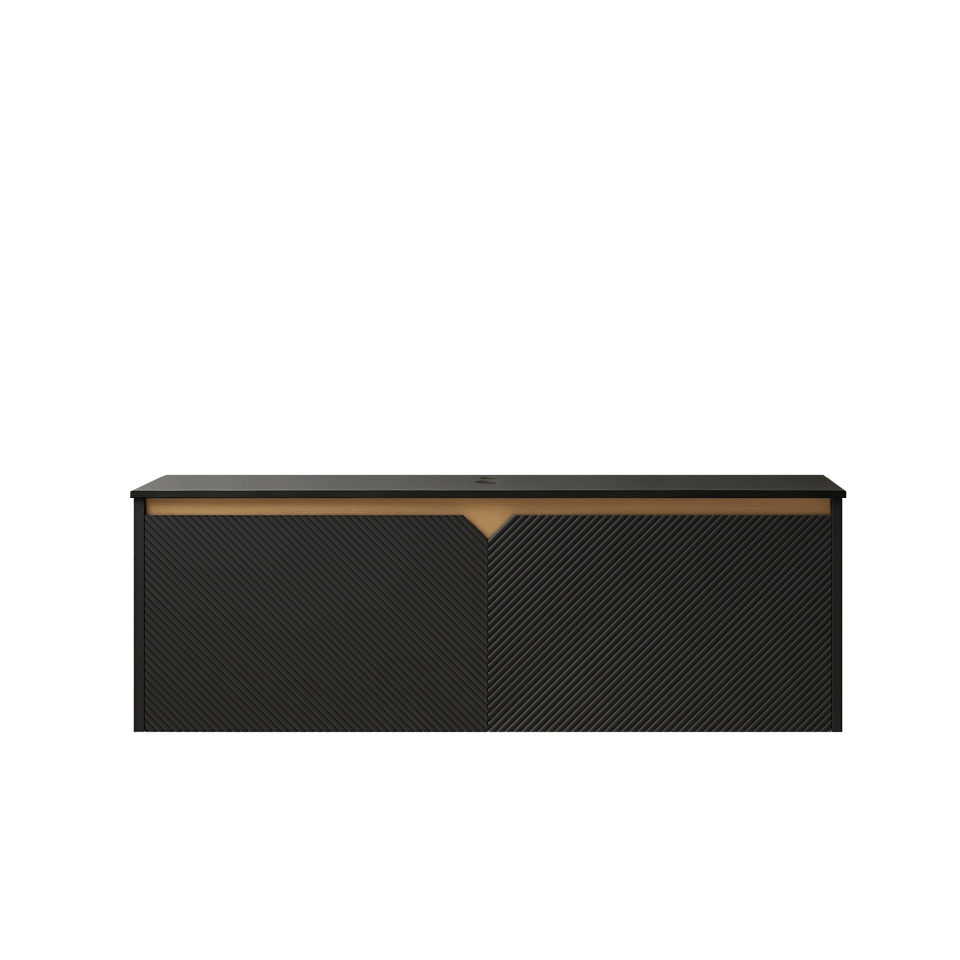 RUBEN 48" Wall-Mounted Black Plywood Cabinet and Black Sintered Stone Countertop, NO Basin, NO Faucet and Sink Cover image 1
