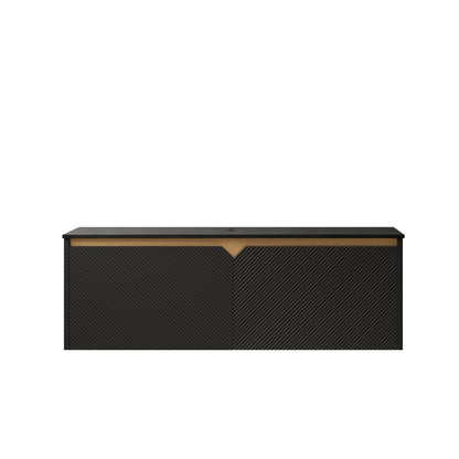 RUBEN 48" Wall-Mounted Black Plywood Cabinet and Black Sintered Stone Countertop, NO Basin, NO Faucet and Sink Cover image 1