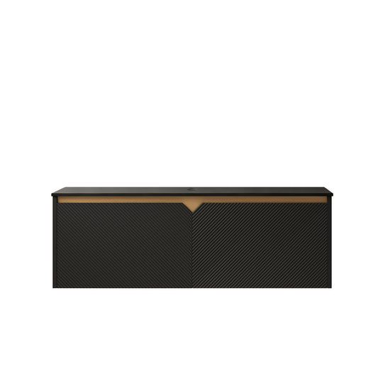 RUBEN 48" Wall-Mounted Black Plywood Cabinet and Black Sintered Stone Countertop, NO Basin, NO Faucet and Sink Cover image 1