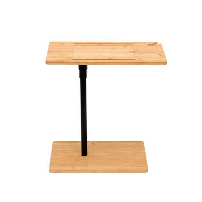 Bamboo Couch Tray Table Height Adjustable C-Shaped End Table with Slots 2 Tier Sofa Side Table for Living Room & Bedroom (Rectangle + Rectangle) image 12