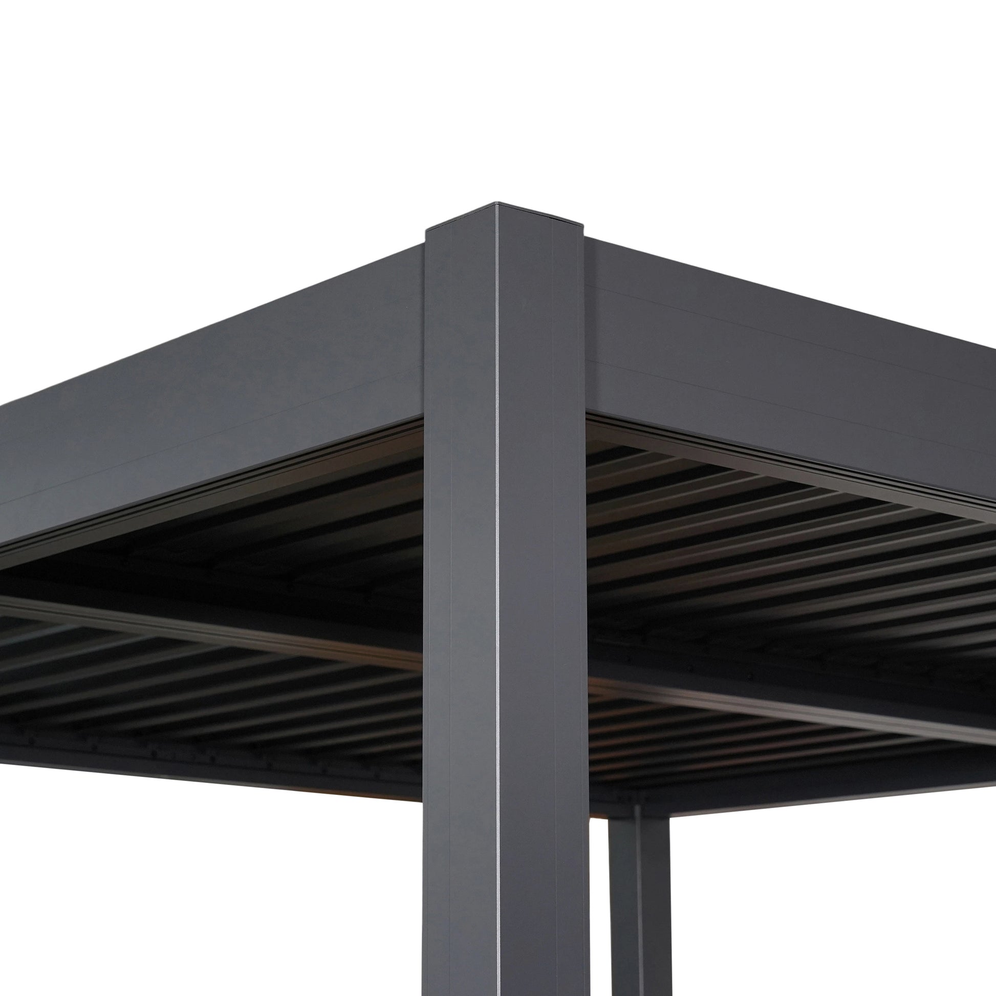 Byron Black Outdoor Pergola Aluminum with Adjustable Louvered Roof image 11