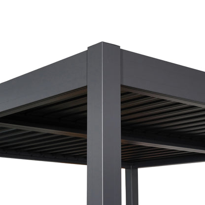 Byron Black Outdoor Pergola Aluminum with Adjustable Louvered Roof image 11