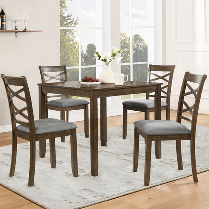 Dining Chairs Only, Wooden Dining Chairs Set of 4, Kitchen Chair with Padded Seat, Upholstered Side Chair for Dining Room, Living Room, Walnut image 2
