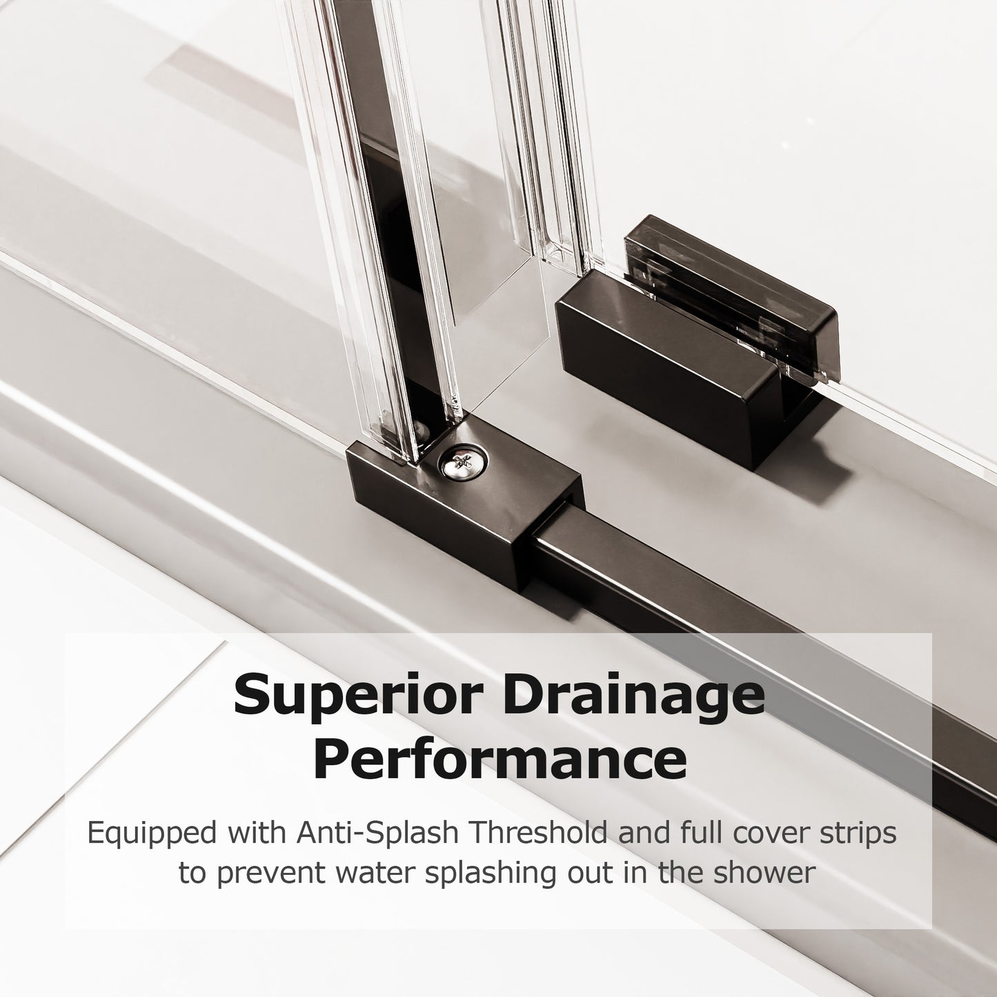50-54" W * 76" H Frameless Single Sliding soft-close Shower Doors, Bathroom Sliding Shower Door, 5/16" (8mm) Thick SGCC Tempered Glass Door, Matte Black image 7