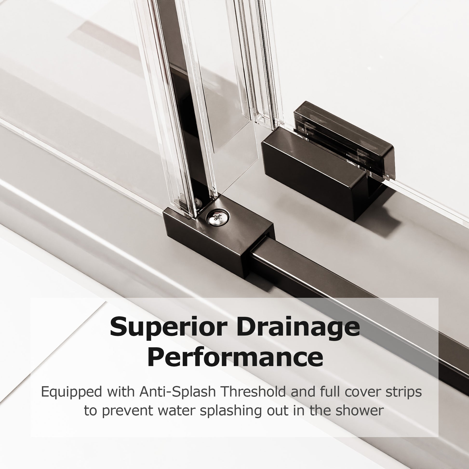 50-54" W * 76" H Frameless Single Sliding soft-close Shower Doors, Bathroom Sliding Shower Door, 5/16" (8mm) Thick SGCC Tempered Glass Door, Matte Black image 7