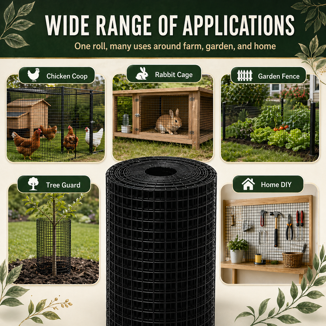 36in x 50ft black metal mesh, 1/2-inch welded chicken wire roll, garden plant fencing, suitable for chicken coops and home renovation image 5