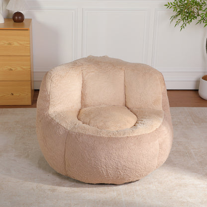 Oversized Bean Bag Chairs,Multicolor Faux Fur Couch Filled with Shredded Sponge,Large Lounger Sofa For Living Room,No Assembly Required,Brown+Camel image 3