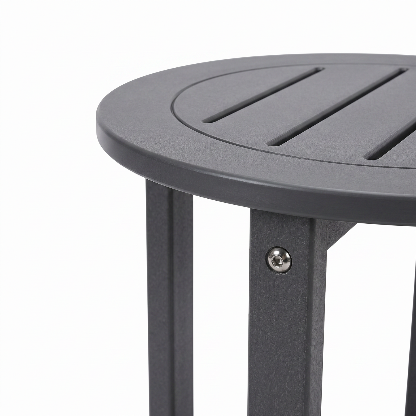 Gray HDPE Round Outdoor Side Table, 18 in. Dia. x 17 in. H, Small All-Weather Patio End Table, 1 Piece image 11