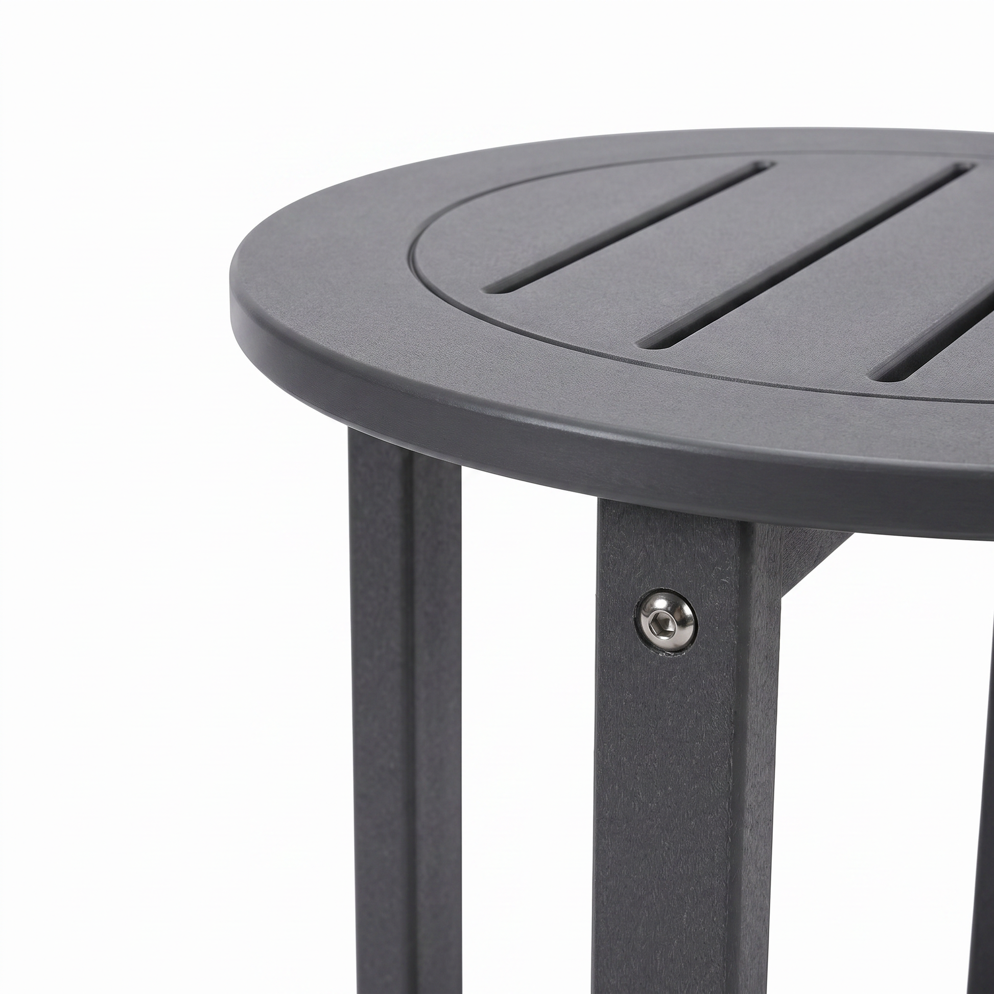 Gray HDPE Round Outdoor Side Table, 18 in. Dia. x 17 in. H, Small All-Weather Patio End Table, 1 Piece image 11