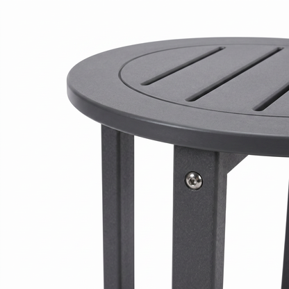 Gray HDPE Round Outdoor Side Table, 18 in. Dia. x 17 in. H, Small All-Weather Patio End Table, 1 Piece image 11