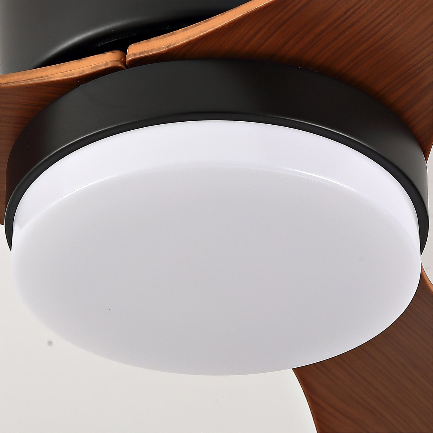 52 Inch Ceiling Fans with Lights, Flush Mount Low Profile, 3 ABS Blades Ceiling Fan with Light and Remote, 6-Speed, Reversible DC Motor, Noiseless, for Bedroom, Indoor/Outdoor, Black+Walnut image 6