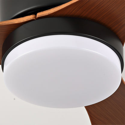 52 Inch Ceiling Fans with Lights, Flush Mount Low Profile, 3 ABS Blades Ceiling Fan with Light and Remote, 6-Speed, Reversible DC Motor, Noiseless, for Bedroom, Indoor/Outdoor, Black+Walnut image 6