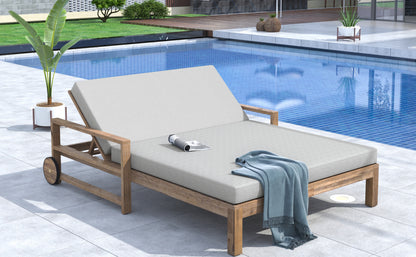 TREXM 1-Piece Farmhouse-styled Wooden Outdoor Sunbed for Ultimate Relaxation Outdoor Daybed Seating 2 People for Poolside, Garden and Backyard (Grey) image 2