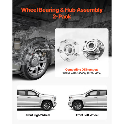 2PCS Front Wheel Bearing & Hub Assembly Fit for 2014-2015 Nissan Rogue Select S Sport Utility 2013 Advance 2012 Sentra SE-R Spec V Sedan 4-Door 2.5L OEM 513298, Wheel Bearing Hub Assembly Set image 10