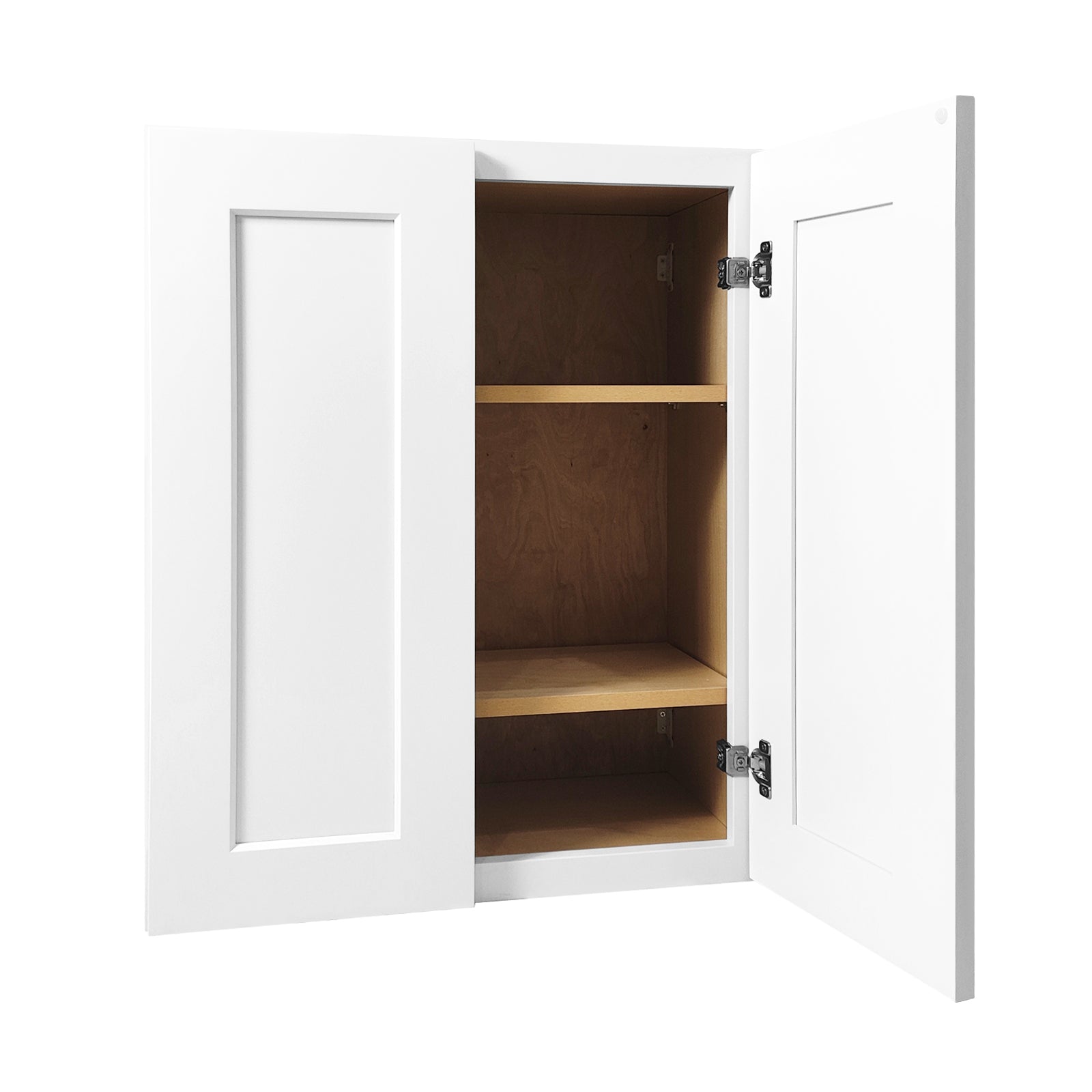 24 Inch White Shaker Double Door Wall Cabinet Solid Wood with 2 adjustable shelves Ready to Assemble for Kitchen,Bathroom,Laundry and Garage Storage(24"W×12"D×30"H) image 5
