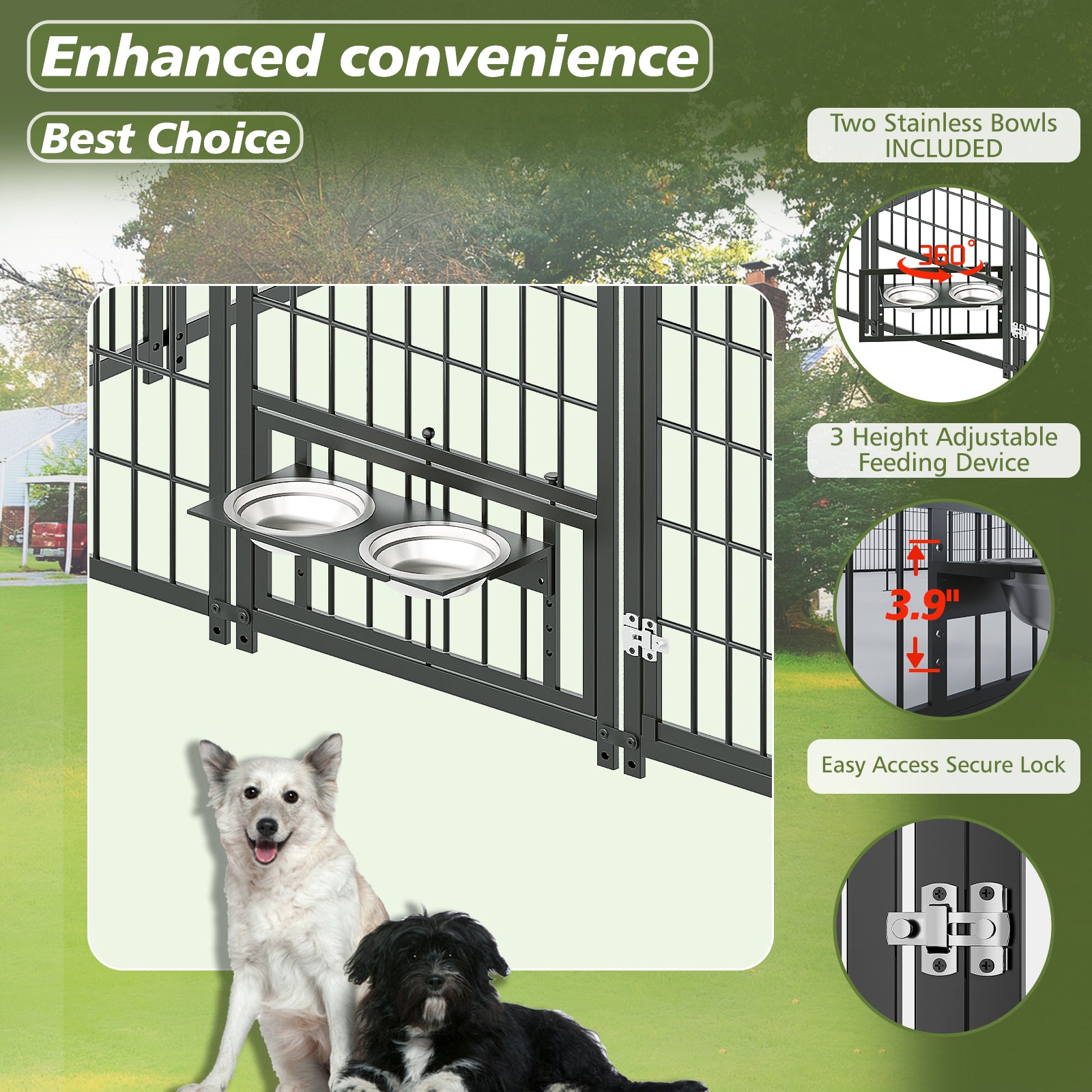 Large Dog Kennel Outdoor Pet Pens Dogs Run Enclosure Animal Hutch Metal Coop Fence with Roof Cover. 18.9'L x 9.61'W x 6.76'H. image 6