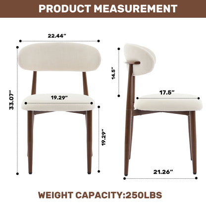 Dining Chairs Set of 2, Metal Kitchen Chairs with Modern Fabric Upholstered for Dining Room, Beige image 9