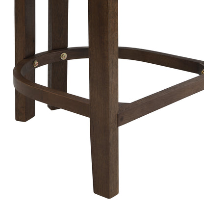 26" Counter Height Bar Stool, Upholstered Counter Stools (Set of 2)-Walnut+Beige image 9