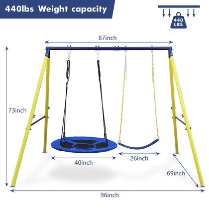 2 in 1 Swing Set With Hammock Swing, Belt Swing for Backyard image 4