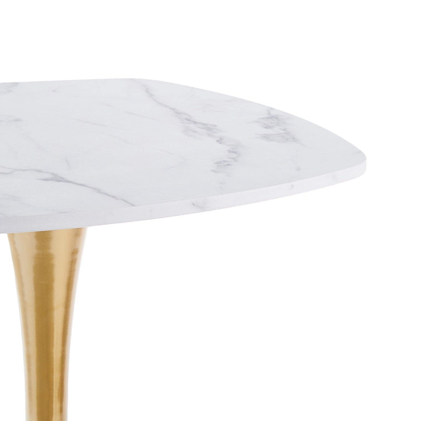 Square Tulip Dining Table for 2-4 Persons, 24 Inch Small Kitchen Table with Sturdy Golden Metal Pedestal Base, Modern Bistro Table for Small Space, Apartment, Cafe, Office, Living Room (White & Gold) image 9