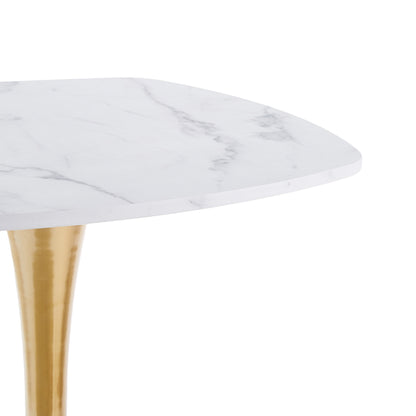 Square Tulip Dining Table for 2-4 Persons, 24 Inch Small Kitchen Table with Sturdy Golden Metal Pedestal Base, Modern Bistro Table for Small Space, Apartment, Cafe, Office, Living Room (White & Gold) image 9