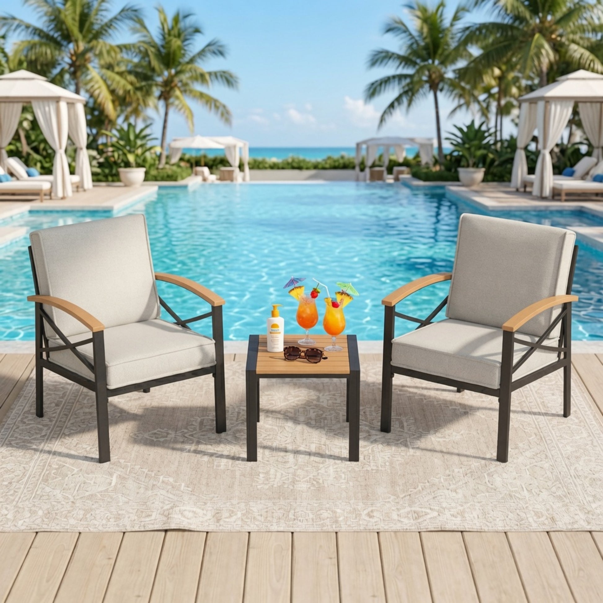 18.9” Black Square Side Havey-Duty Metal Outdoor Patio End Table image 7