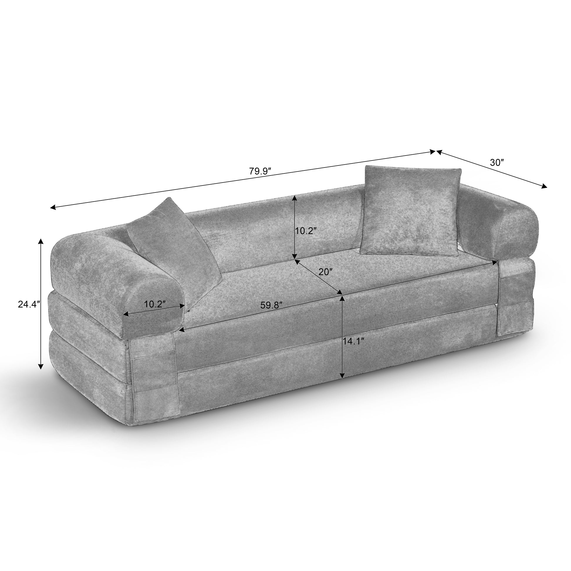 Convertible Sofa Bed Couch,80 Inch Boneless Couches for Living Room,Folding Sleeper Sofa Bed Queen with Storage,Corduroy Flod Out Couch Compressed Couch in a Box image 9