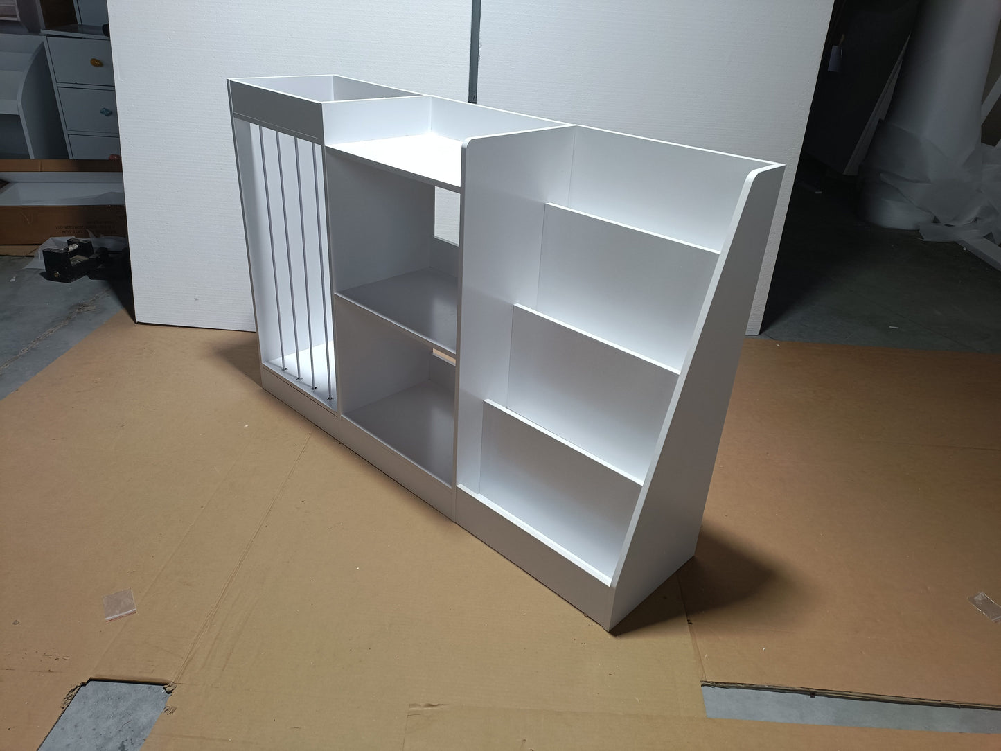 Kids Bookshelf and Toy Storage, 3-Tier Book Shelf for Kids Rooms, Sling Baby Bookcase with Stuffed Animal Storage, Toddler Montessori Bookshelf for Nursery, Playroom, Kindergarten, White image 6