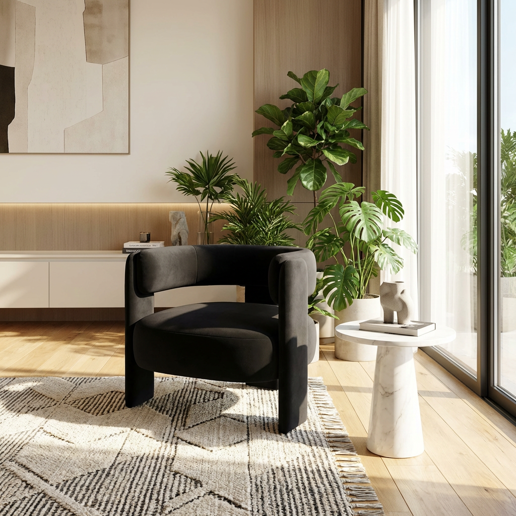 Accent Chair for Living Room, Velvet Comfy Single Sofa Chair Mid-Century Modern Armchair Wooden Legs for Bedroom Office Reading image 6