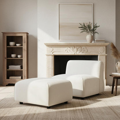 Modern Plush Accent Chair with Ottoman Set – Compact Upholstered Lounge Set for Living Room & Bedroom image 1