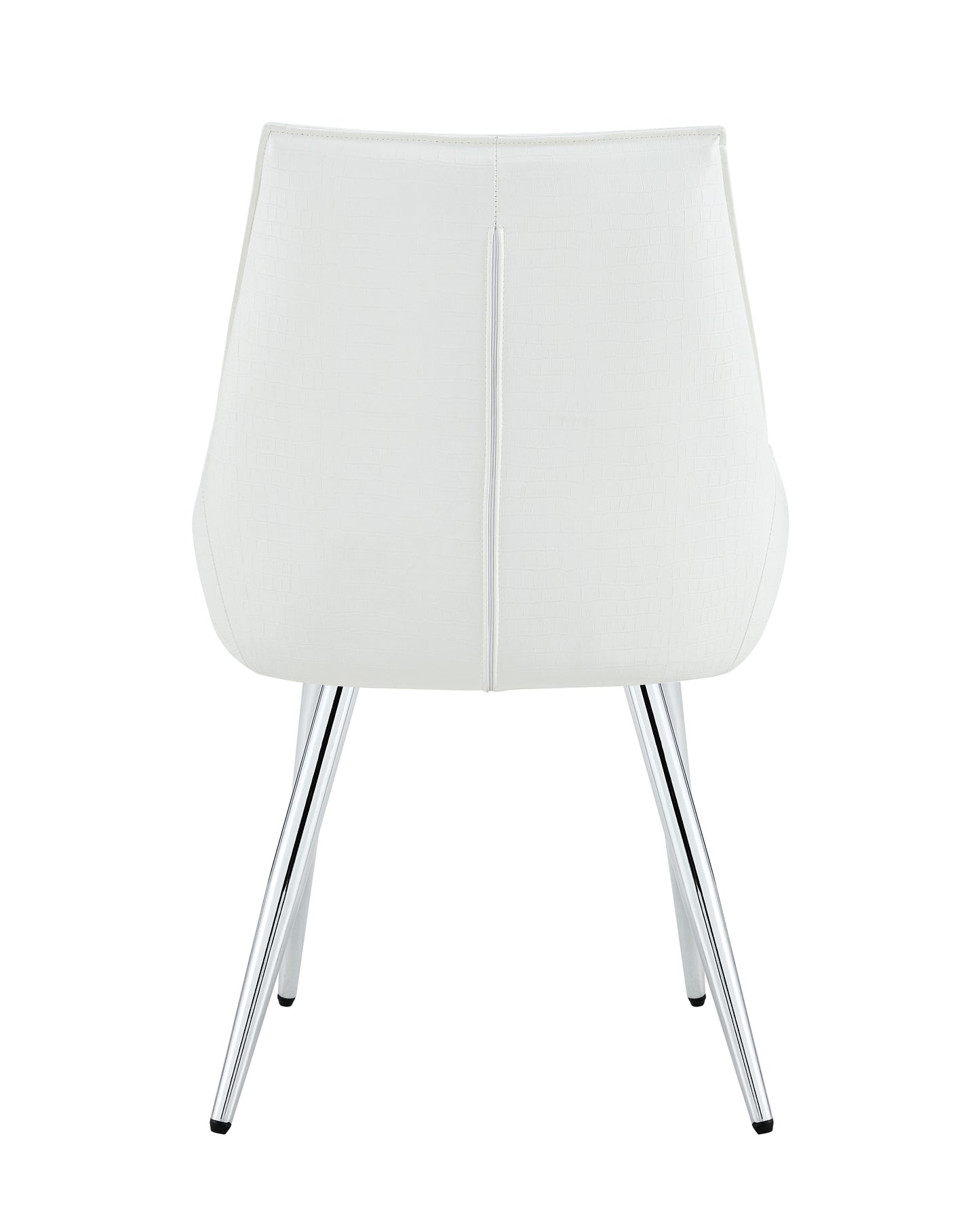 Crocodile Pattern Premium PU Leather Accent Chair, Diamond Decor Backrest, Chrome Silver Metal Legs & High-Resilience Sponge Cushion – Versatile for Office, Dining Room & Living Room (White, Set of 2) image 9
