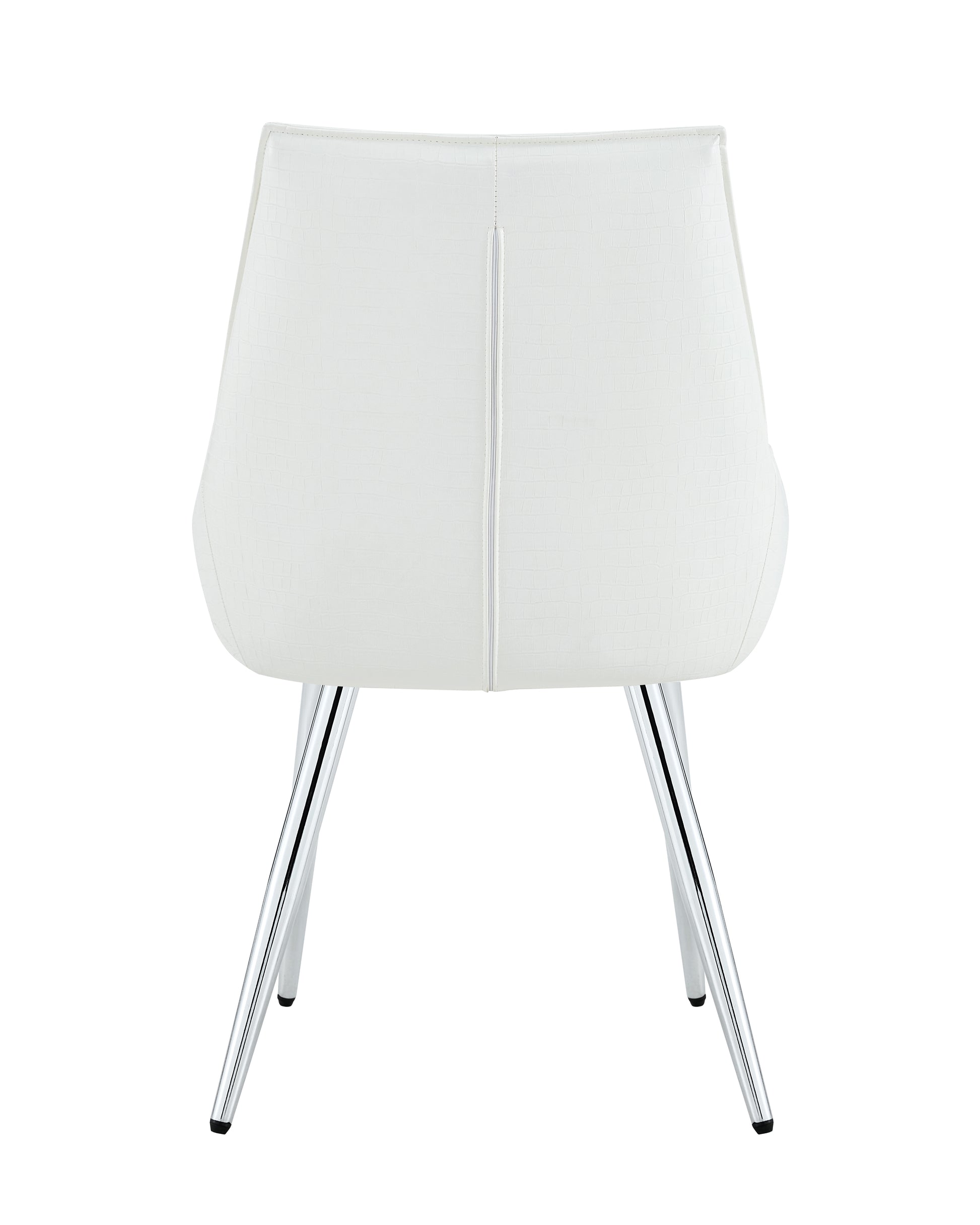 Crocodile Pattern Premium PU Leather Accent Chair, Diamond Decor Backrest, Chrome Silver Metal Legs & High-Resilience Sponge Cushion – Versatile for Office, Dining Room & Living Room (White, Set of 2) image 9