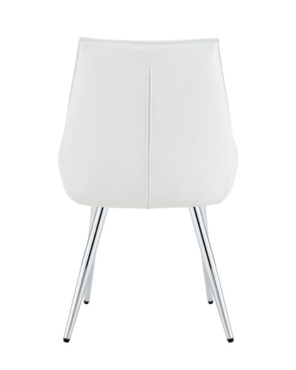 Crocodile Pattern Premium PU Leather Accent Chair, Diamond Decor Backrest, Chrome Silver Metal Legs & High-Resilience Sponge Cushion – Versatile for Office, Dining Room & Living Room (White, Set of 2) image 9