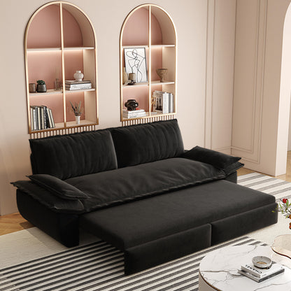 73.2"Queen Pull Out Sofa Bed,3-in-1 Convertible Sleeper Sofa,Multi-Functional Velvet Loveseat Bed, Black(Old sku: W1885S00050/W1885S00195/W1885S00228) image 3