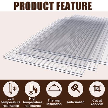 4' x 2' Twin-Wall Polycarbonate Greenhouse Panels (10 Pack), High Light Transmission & All-Weather Insulated Sheets, Shatter-Resistant Replacement for Glass Roofing, Balcony Divider image 11
