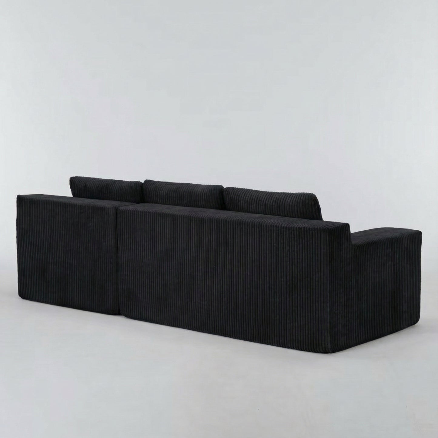 Corduroy Modular L Shaped Sectional Sofa,Luxury Floor Couch Set,Upholstered Indoor Furniture,Foam-Filled Compressed Sofa for Living Room,Bedroom,BLACK image 4