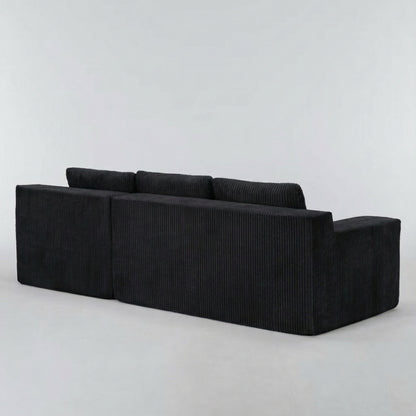 Corduroy Modular L Shaped Sectional Sofa,Luxury Floor Couch Set,Upholstered Indoor Furniture,Foam-Filled Compressed Sofa for Living Room,Bedroom,BLACK image 4