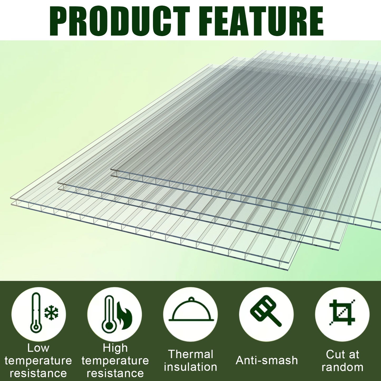 10 Pack Twin-Wall Polycarbonate Sheets 4' x 2' x 0.16" UV Protected Greenhouse Panels, Shatterproof & Insulated Roofing Sheets for Greenhouse, Patio Cover, Garden Shed and DIY Projects image 10