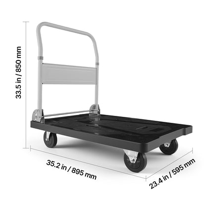 Foldable Push Cart Dolly, 660 lbs Capacity, Folding Platform Truck with Swivel Wheels, Moving Platform Hand Truck Flatbed Cart, Space Saving Push Handle, for Easy Storage, 35.2 x 23.4 x 33.5 in image 11