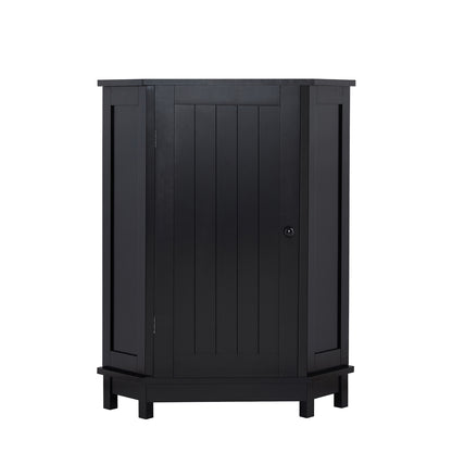 Black Bathroom Cabinet Triangle Corner Storage Cabinet with Adjustable Shelf Modern Style MDF Board(Old SKU:N725P172615B) image 6