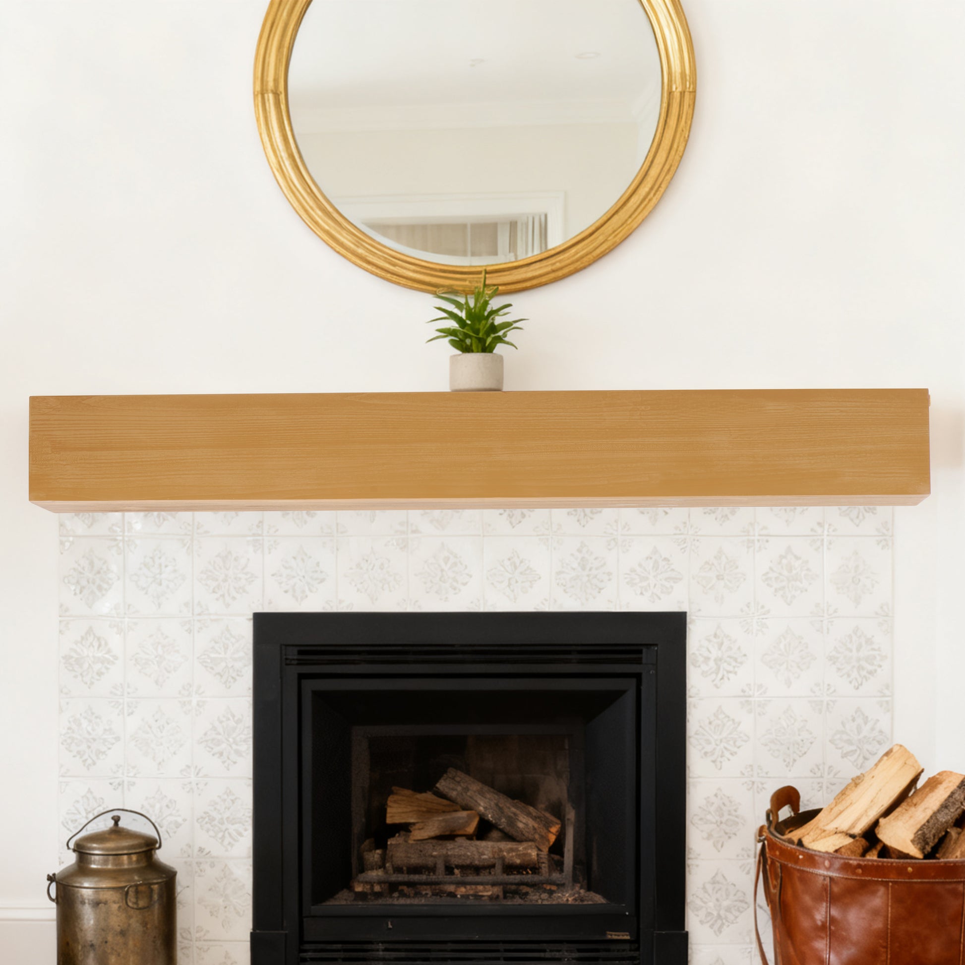 60'' Fireplace Mantel Fir Wood Wall-Mounted & Floating Shelf for Home Decor with Flat Surface image 11