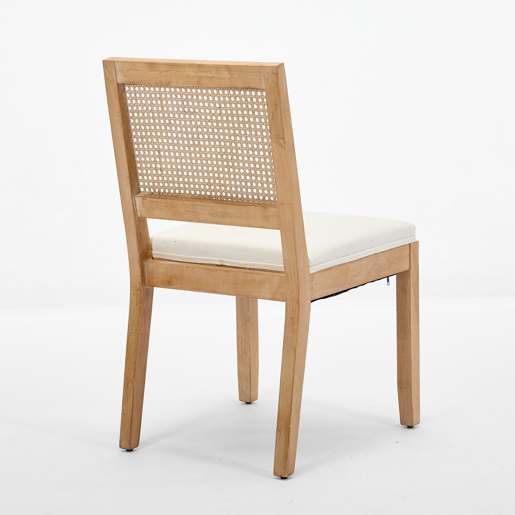Farmhouse Rattan Dining Chairs Set of 2, Mid Century Modern Kitchen & Dining Room Chairs, Cane Upholstered Kitchen Side Chair with Natural Hardwood Frame, Beige image 6