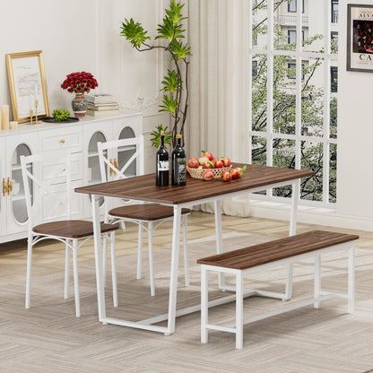 Four-piece set table and chair with backrest, industrial style, solid structure image 2